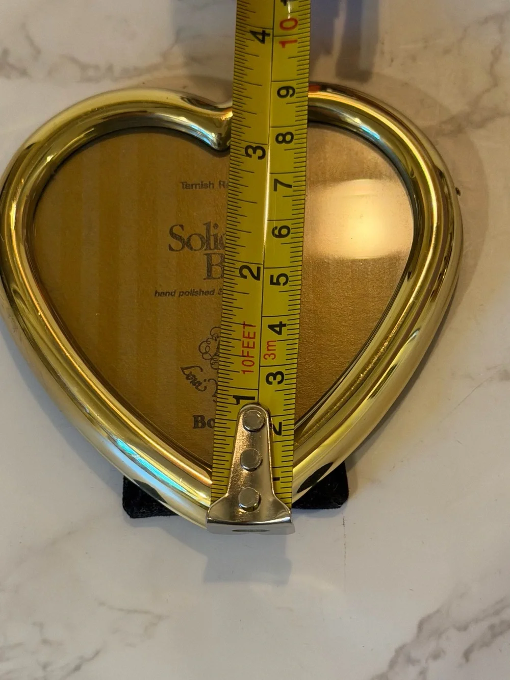Vintage Pair of Solid Brass Heart Picture Frames Tarnish Resistant 3”x 3”